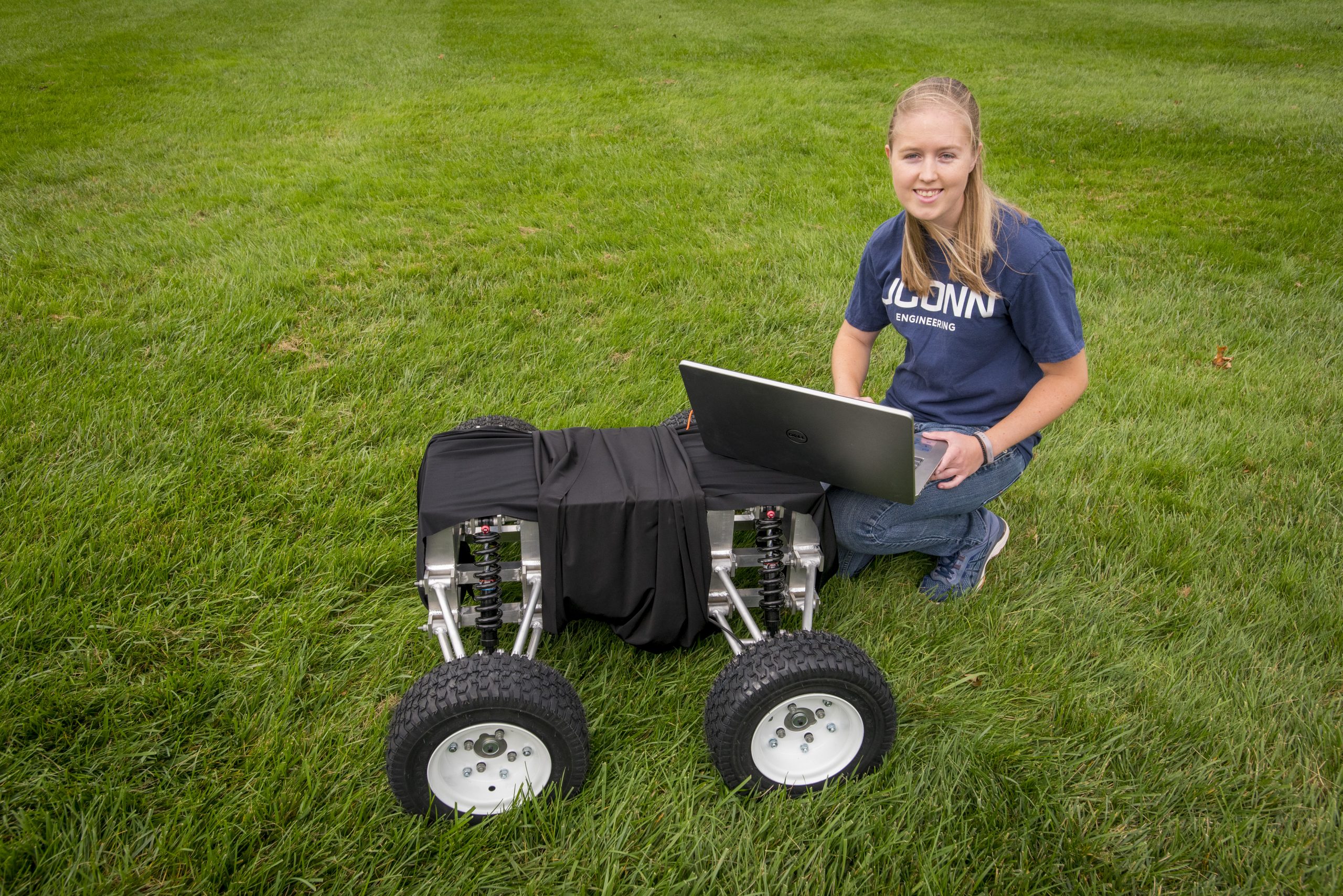 Emily Yale with her autonomous robot