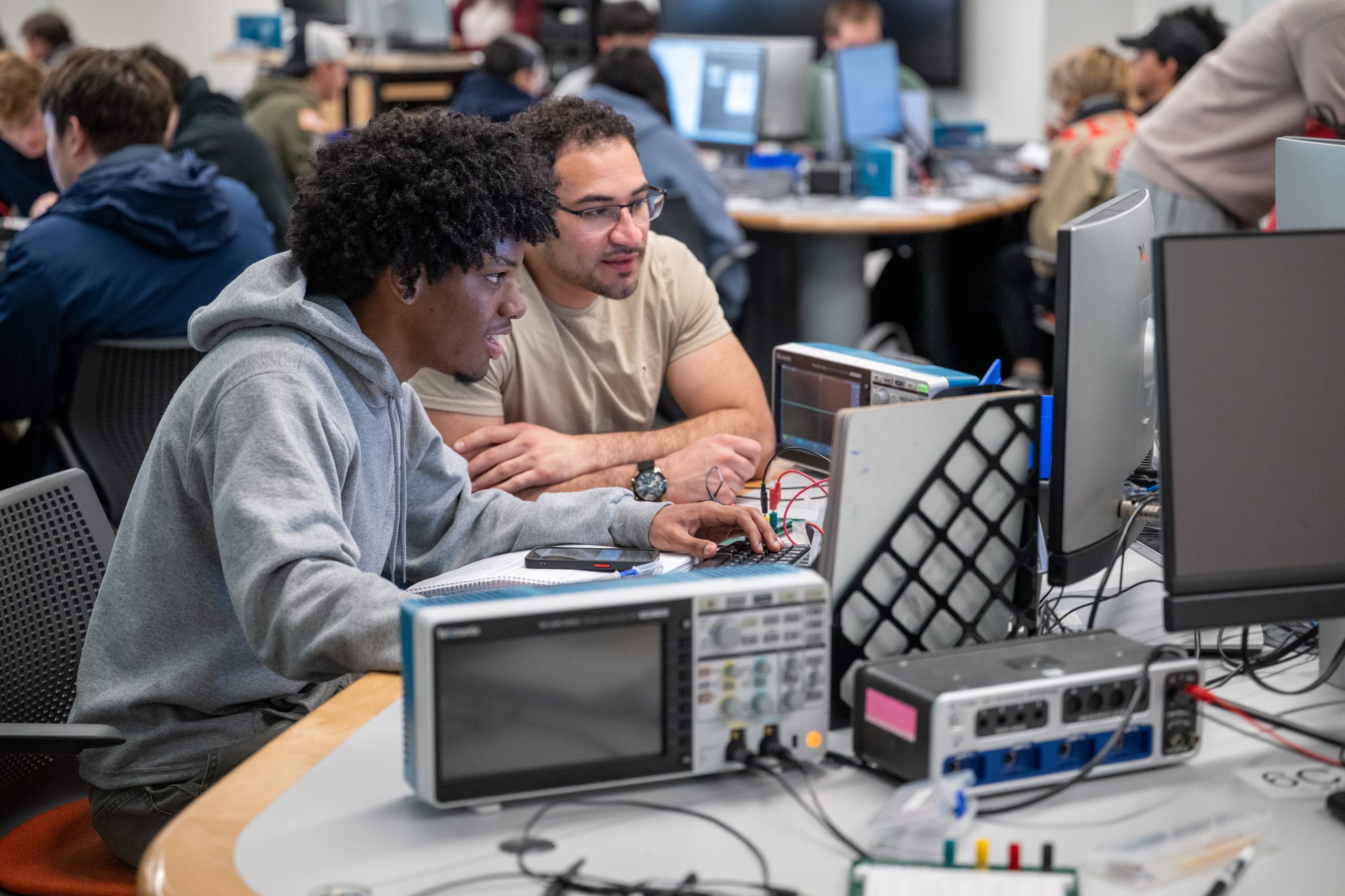 Students working on a physics project