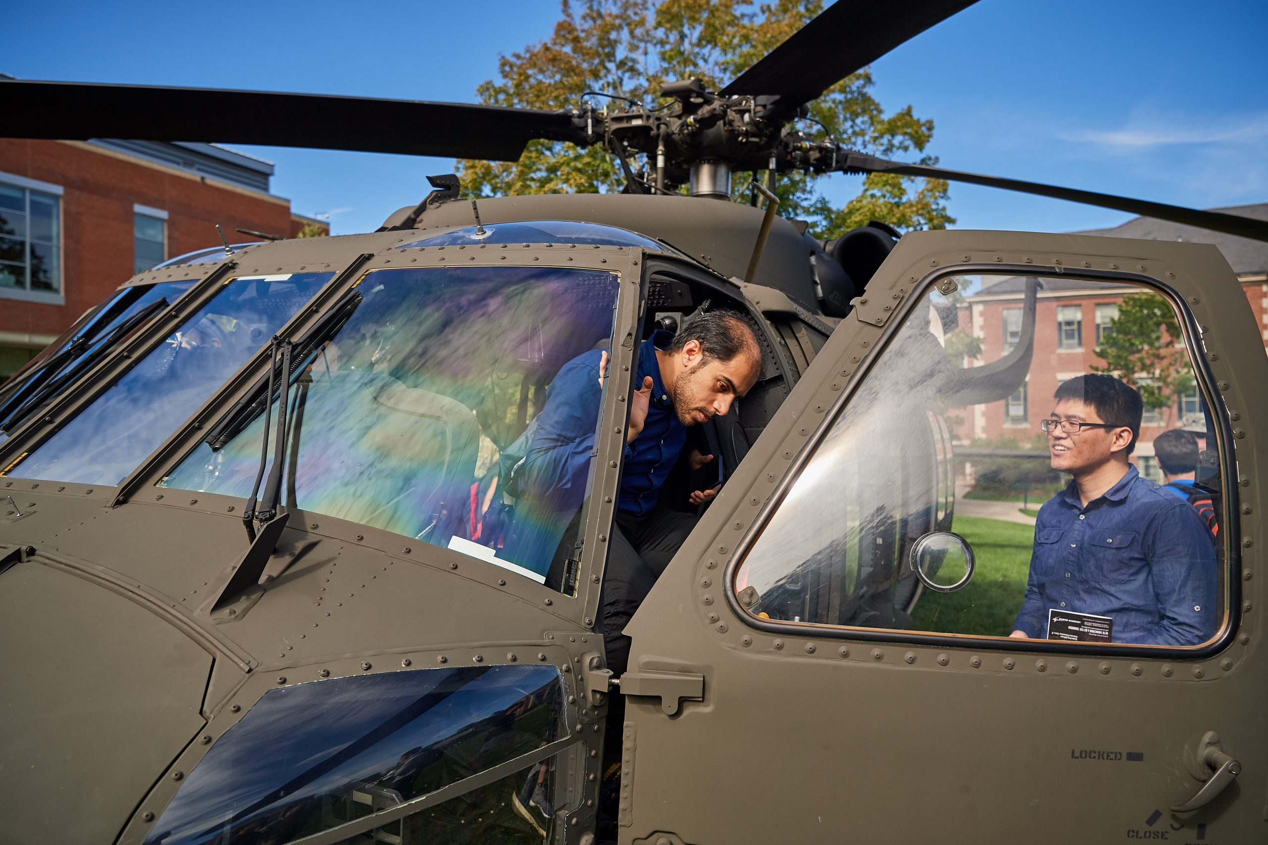 helicopter on the uconn lawn